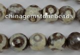 CAG4715 15 inches 10mm faceted round tibetan agate beads wholesale