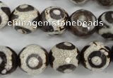 CAG4717 15 inches 16mm faceted round tibetan agate beads wholesale