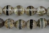 CAG4723 15 inches 8mm faceted round tibetan agate beads wholesale