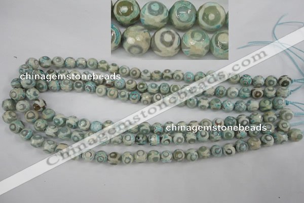 CAG4730 15 inches 8mm faceted round tibetan agate beads wholesale