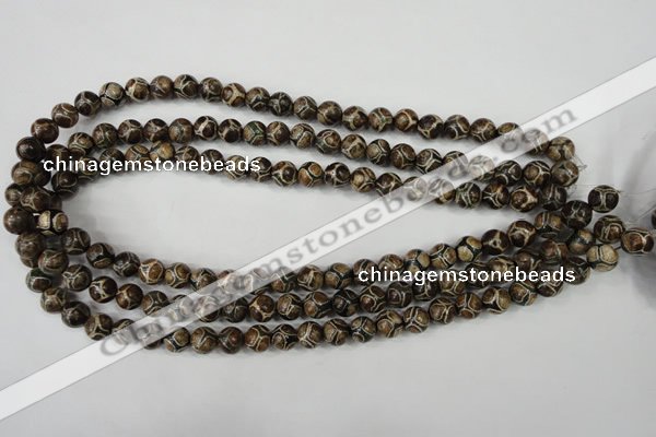 CAG4735 15 inches 8mm round tibetan agate beads wholesale