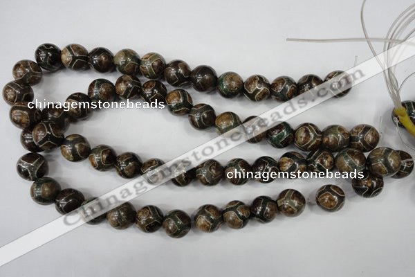 CAG4738 15 inches 14mm round tibetan agate beads wholesale