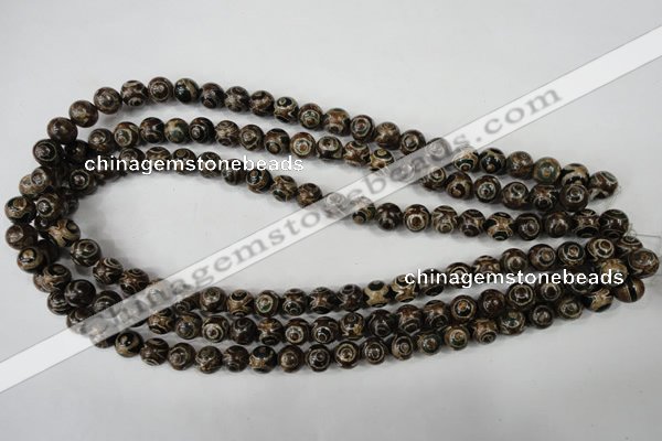 CAG4746 15 inches 8mm round tibetan agate beads wholesale