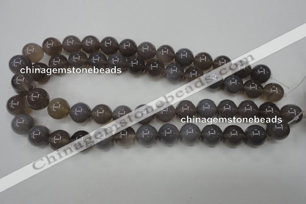 CAG4774 15 inches 14mm round grey agate beads wholesale