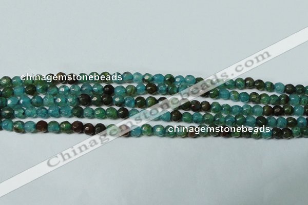 CAG4785 15.5 inches 4mm faceted round fire crackle agate beads