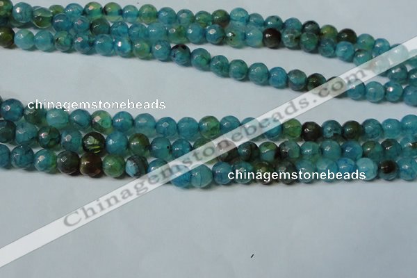 CAG4786 15.5 inches 6mm faceted round fire crackle agate beads