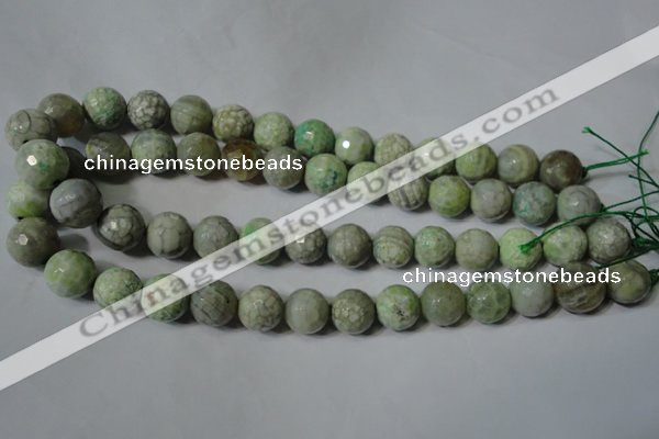 CAG4793 15.5 inches 14mm faceted round fire crackle agate beads