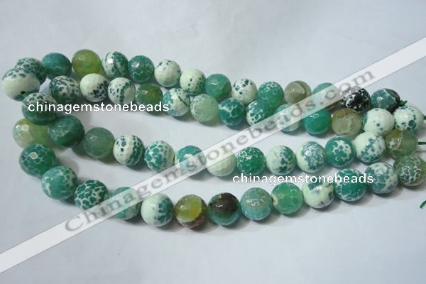 CAG4795 15.5 inches 14mm faceted round fire crackle agate beads