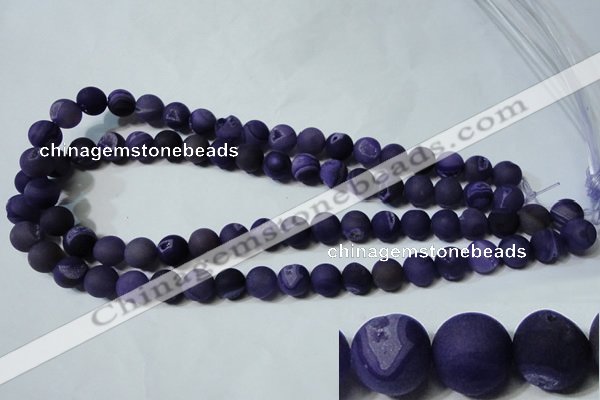 CAG4796 15.5 inches 10mm round matte druzy agate beads wholesale