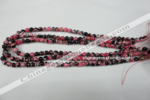 CAG4801 15 inches 6mm faceted round fire crackle agate beads