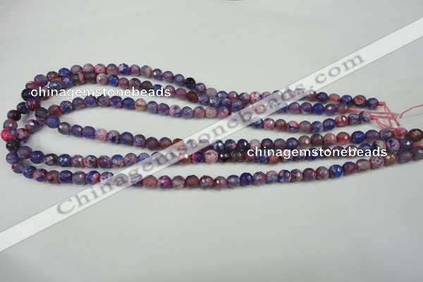 CAG4802 15 inches 6mm faceted round fire crackle agate beads