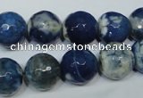 CAG4808 15 inches 12mm faceted round fire crackle agate beads