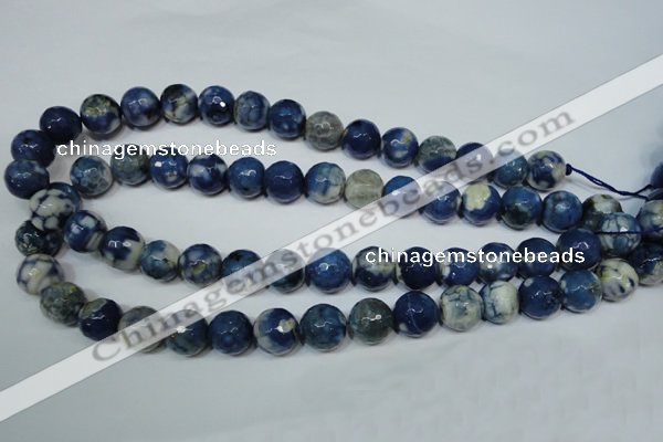 CAG4808 15 inches 12mm faceted round fire crackle agate beads