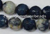 CAG4809 15 inches 14mm faceted round fire crackle agate beads