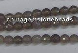 CAG4825 15 inches 6mm faceted round grey agate beads wholesale