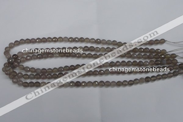 CAG4825 15 inches 6mm faceted round grey agate beads wholesale