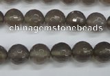 CAG4827 15 inches 10mm faceted round grey agate beads wholesale