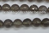 CAG4827 15 inches 10mm faceted round grey agate beads wholesale