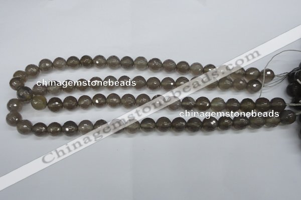 CAG4827 15 inches 10mm faceted round grey agate beads wholesale