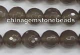 CAG4828 15 inches 12mm faceted round grey agate beads wholesale