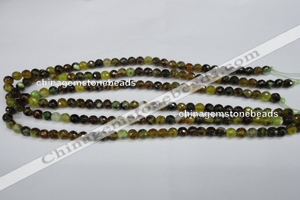 CAG4841 15 inches 6mm faceted round dragon veins agate beads