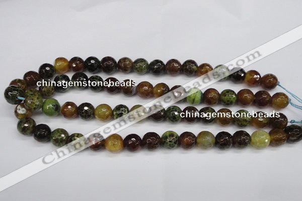 CAG4844 15 inches 12mm faceted round dragon veins agate beads