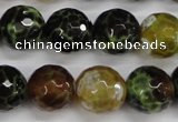 CAG4845 15 inches 14mm faceted round dragon veins agate beads