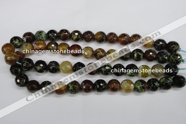 CAG4845 15 inches 14mm faceted round dragon veins agate beads