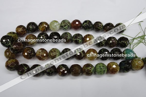 CAG4847 15 inches 18mm faceted round dragon veins agate beads