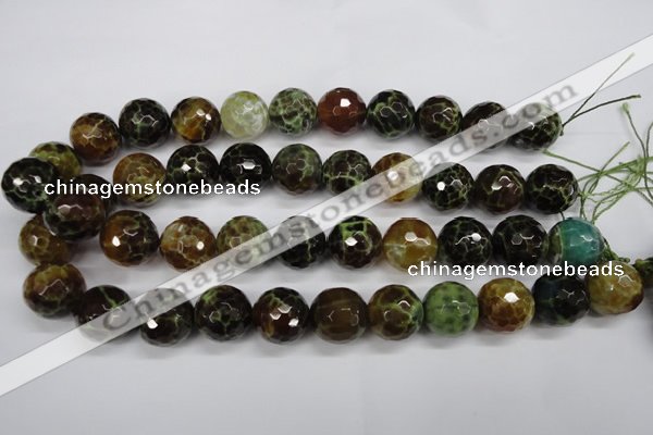 CAG4848 15 inches 20mm faceted round dragon veins agate beads
