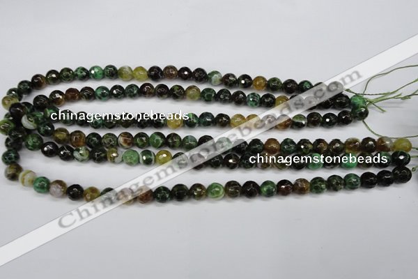 CAG4851 15 inches 6mm faceted round dragon veins agate beads