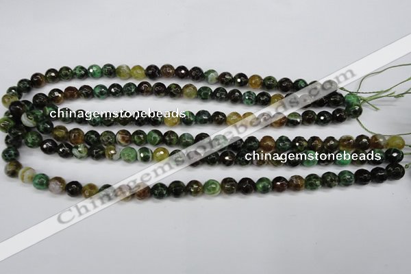 CAG4852 15 inches 8mm faceted round dragon veins agate beads