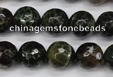 CAG4855 15 inches 14mm faceted round dragon veins agate beads