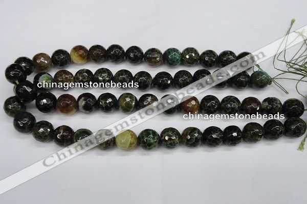 CAG4855 15 inches 14mm faceted round dragon veins agate beads