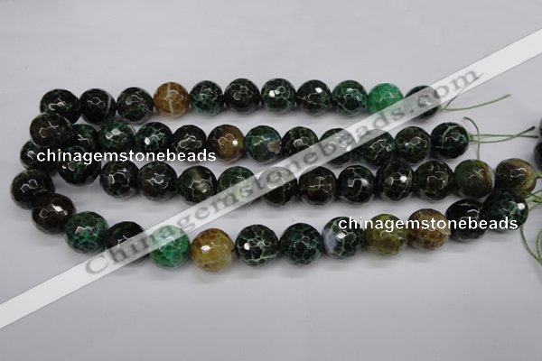 CAG4856 15 inches 16mm faceted round dragon veins agate beads