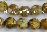 CAG4865 15 inches 14mm faceted round dragon veins agate beads