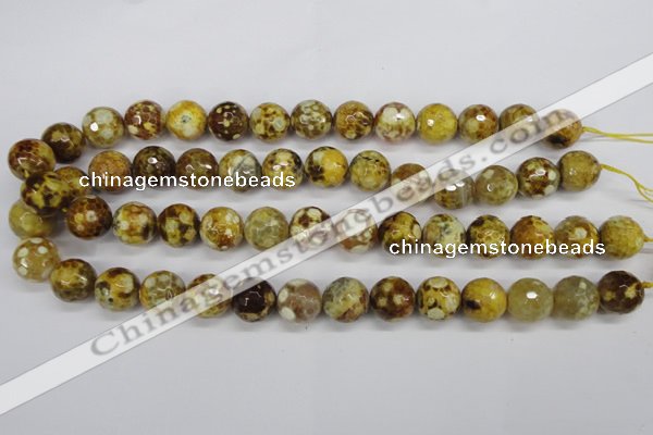 CAG4865 15 inches 14mm faceted round dragon veins agate beads