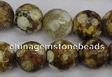 CAG4866 15 inches 16mm faceted round dragon veins agate beads