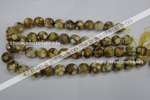 CAG4866 15 inches 16mm faceted round dragon veins agate beads