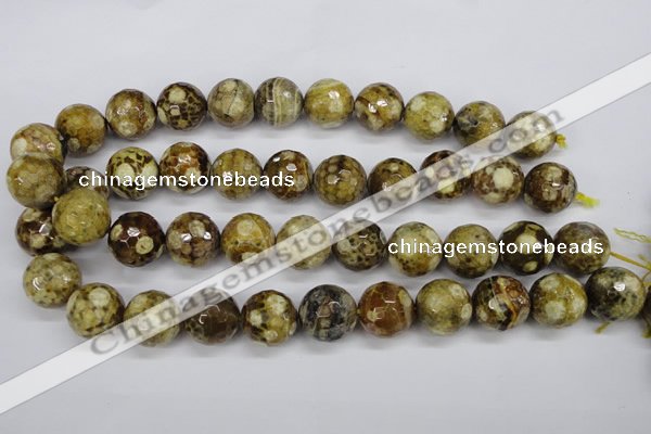 CAG4867 15 inches 18mm faceted round dragon veins agate beads