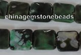 CAG4871 15 inches 14*14mm faceted square fire crackle agate beads