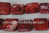 CAG4872 15 inches 14*14mm faceted square fire crackle agate beads