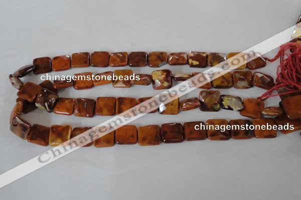 CAG4877 15 inches 14*14mm faceted square fire crackle agate beads