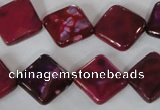 CAG4883 15 inches 14*14mm faceted diamond fire crackle agate beads