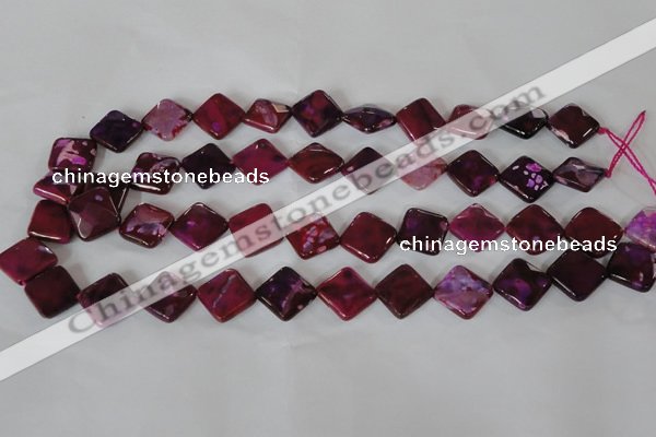 CAG4883 15 inches 14*14mm faceted diamond fire crackle agate beads