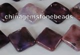 CAG4885 15 inches 14*14mm faceted diamond fire crackle agate beads