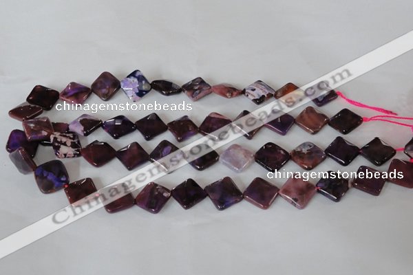 CAG4885 15 inches 14*14mm faceted diamond fire crackle agate beads