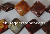 CAG4887 15 inches 14*14mm faceted diamond fire crackle agate beads
