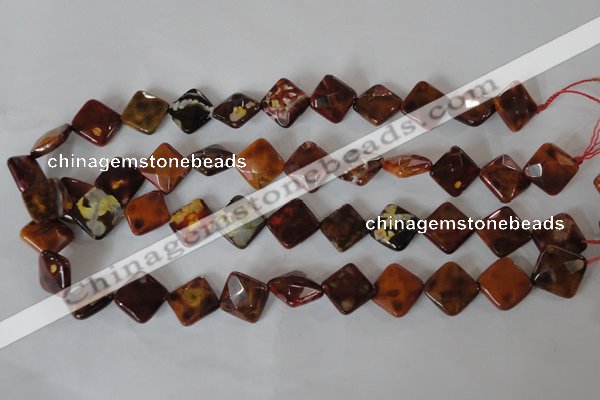 CAG4887 15 inches 14*14mm faceted diamond fire crackle agate beads