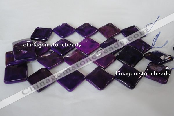 CAG4888 15 inches 25*25mm faceted diamond fire crackle agate beads